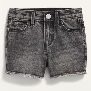 Unisex High Waist Slouchy Straight Black Cut Off Shorts For Toddler
